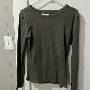 Olive green long sleeve ribbed t-shirt